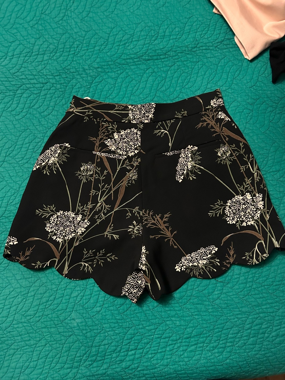 WILFRED Black Floral Scallop Hem Women's Shorts